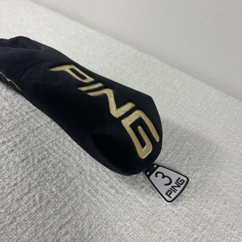PING i3 17-4‎ Steel Driver 1 Woods Tag Golf Club Headcover Head Cover Black Gold